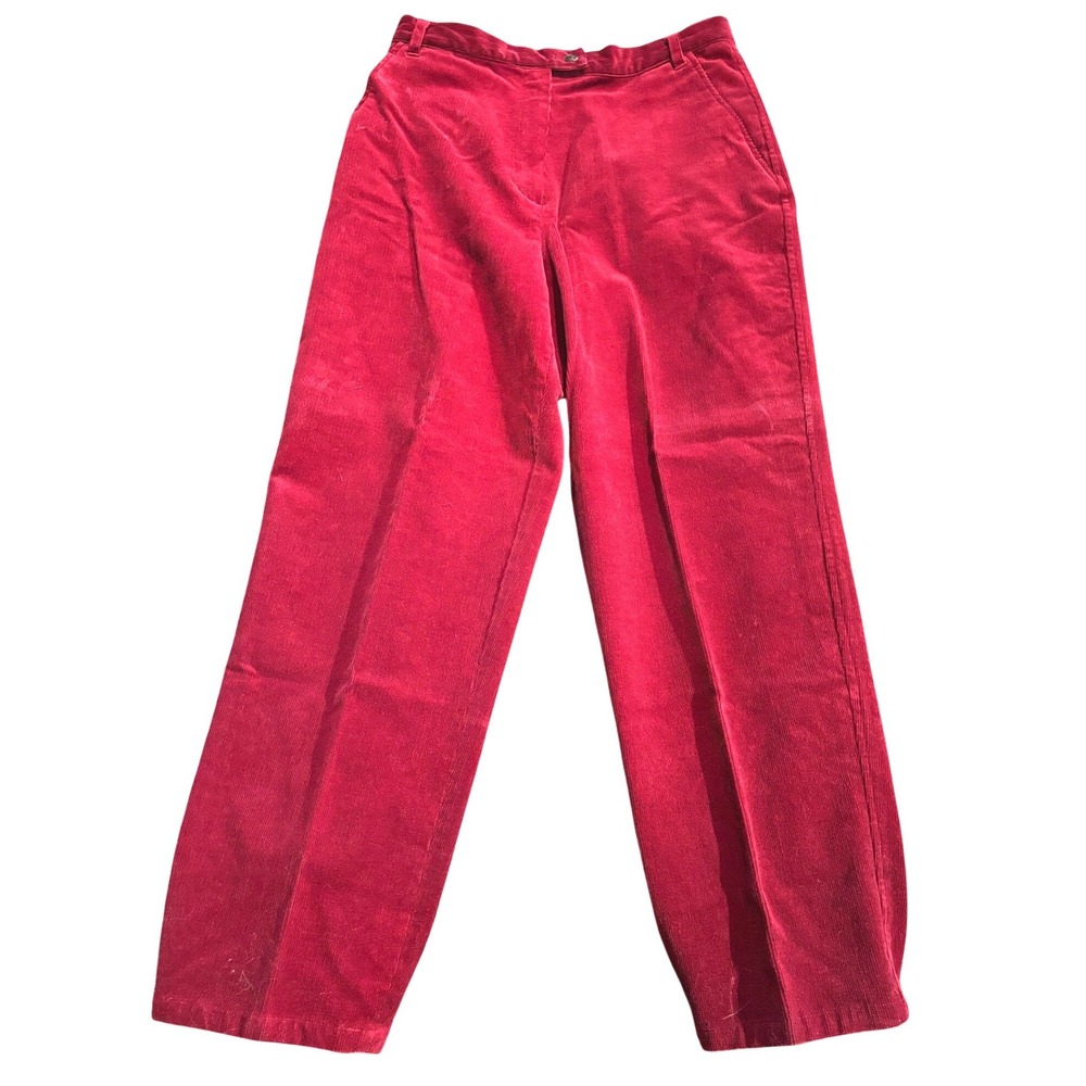 Petite Sophisticate Red Corduroy Pants Womens Sz 12 Petite Straight Leg Stretch